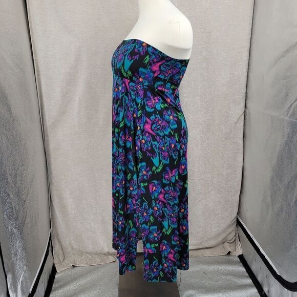 Beverly Drive Black Neon Florals Dress Skirt Swim cover-up Women's Plus Size - Picture 3 of 11